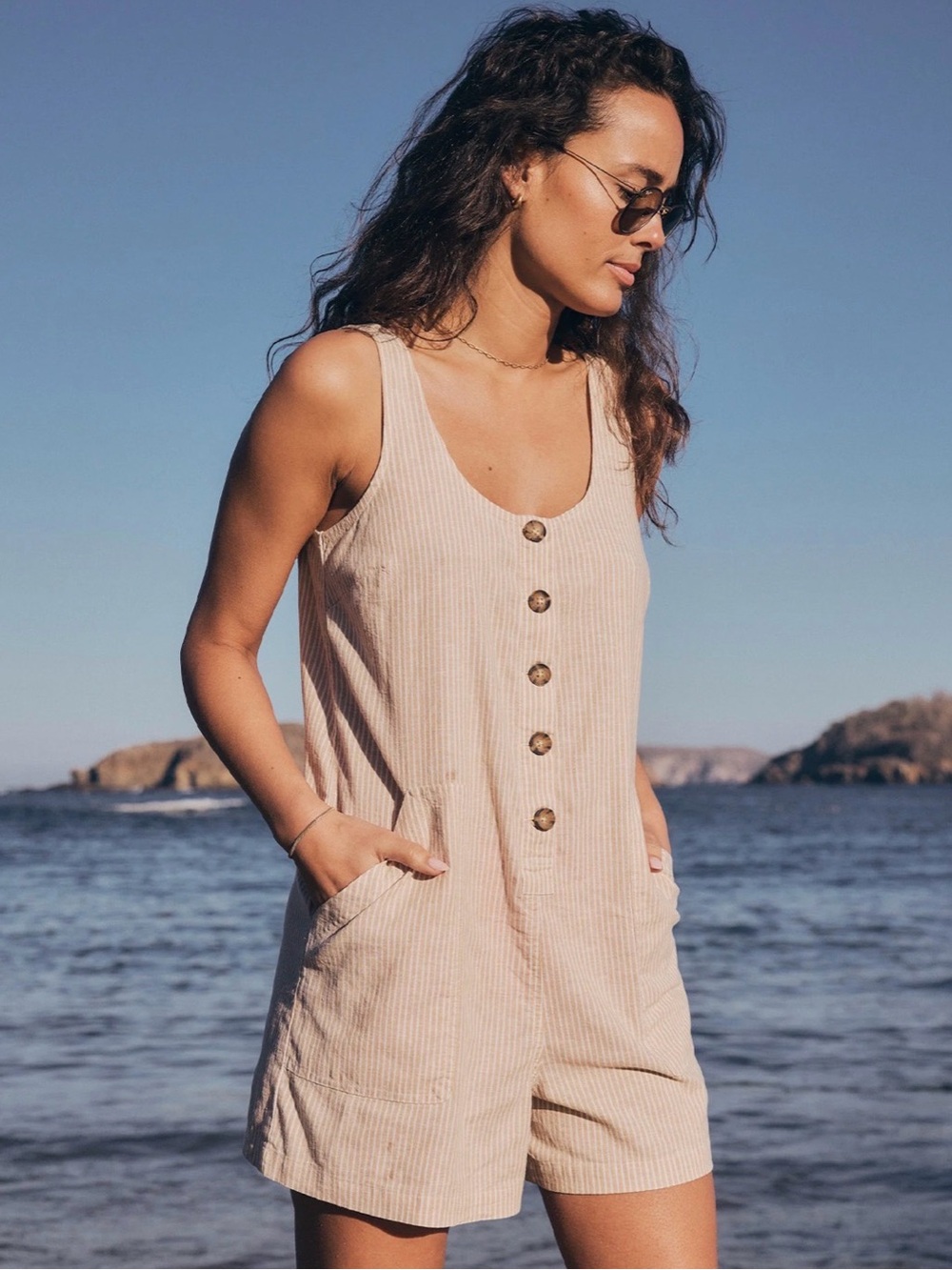 NWT Marine Layer Sydney Romper Size Large Hemp TENCEL™ Blend Sold Out Size